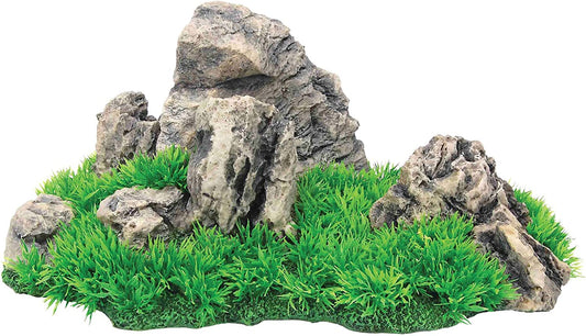 AquaSpectra Aquarium Rock with Grass 33 x 18 x 15cm AQ61609