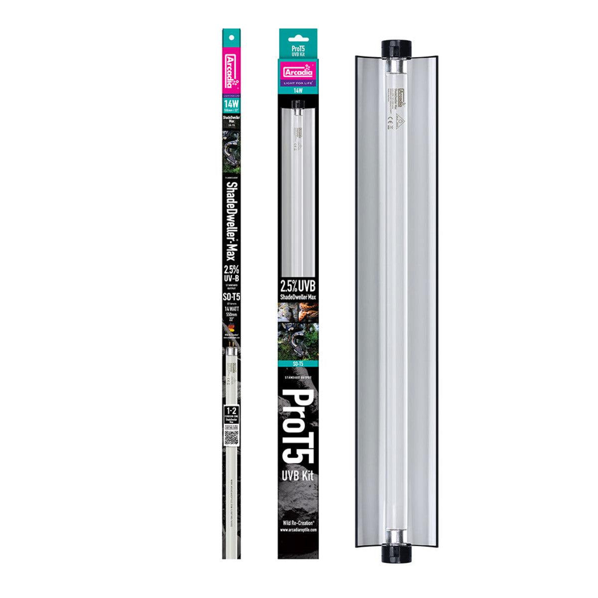 Arcadia T5 UVB Max Kit, ShadeDweller, 2.5 UVB, 14w Medusa Exotics