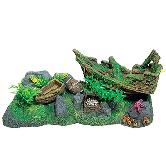 AquaSpectra Shipwreck Scene wth Plants